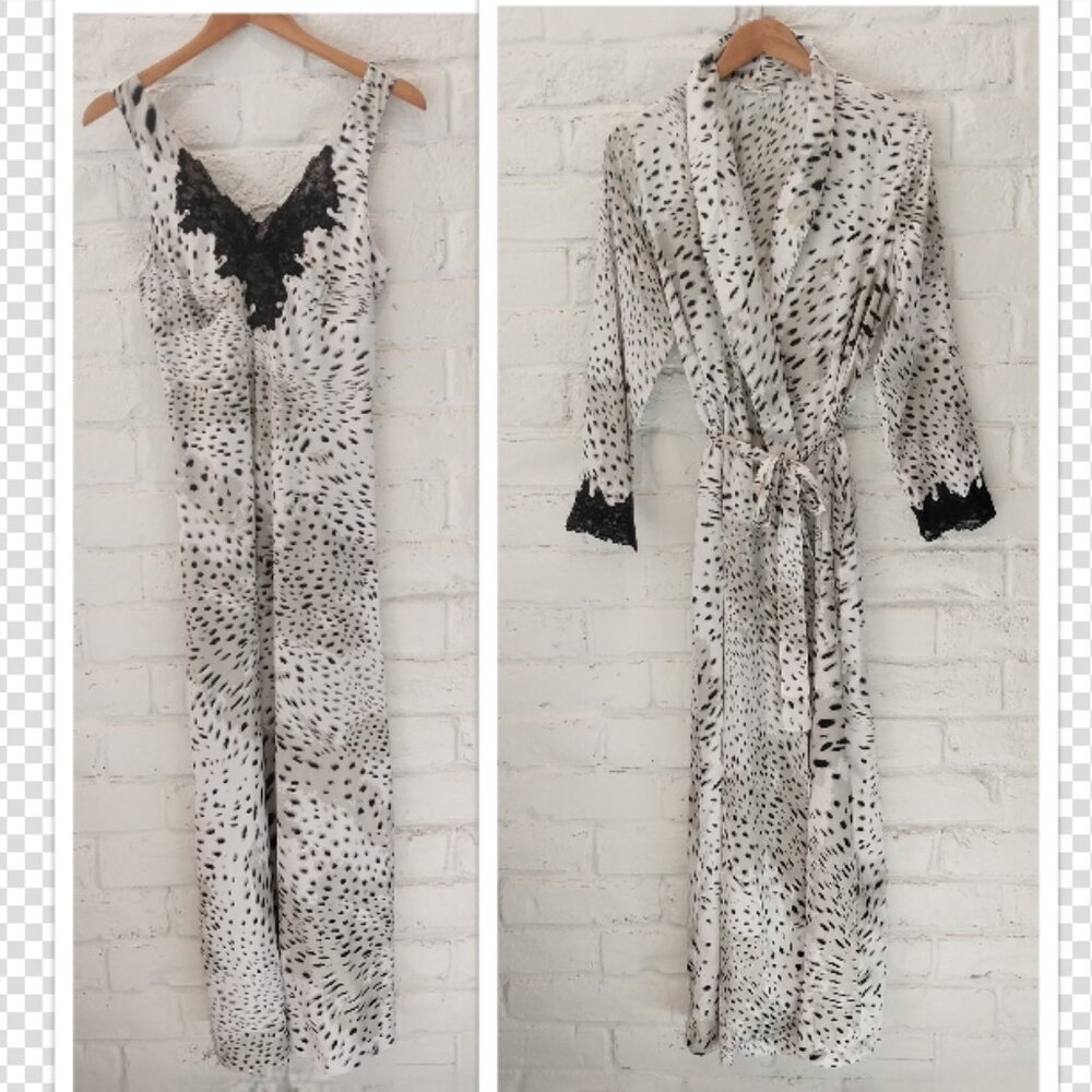El Corte Ingles NIGHTGOWN ROBE SET S 4 6 Animal Print Elegant PEIGNOIR Sleepwear